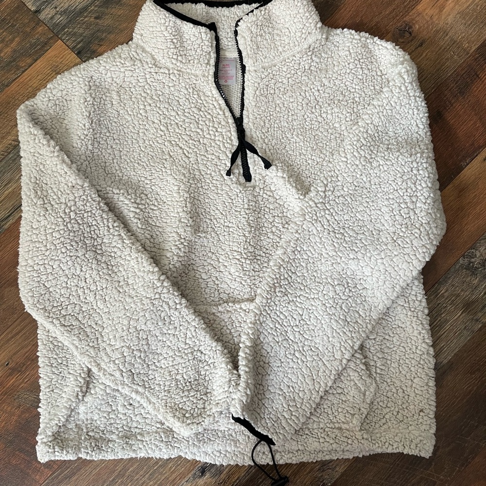 No Boundaries White Sherpa Fleece Jacket